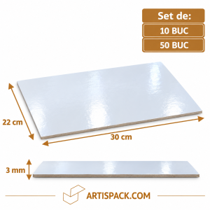 Platou tort dreptunghi 2 fete ALB/KRAFT 22x30 cm 3 mm Art