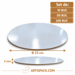Disc gros tort rotund alb/kraft O25 cm 3 mm Art