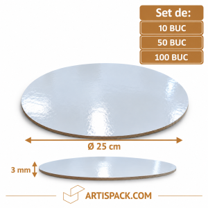 Disc gros tort rotund alb/kraft O25 cm 3 mm Art