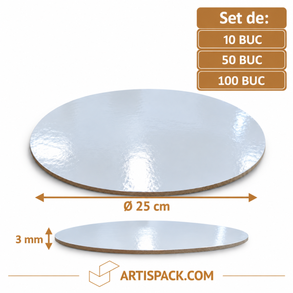 Disc gros tort rotund alb/kraft O25 cm 3 mm Art Disc gros tort rotund alb/kraft O25 cm 3 mm Art
