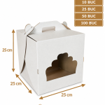 Cutie tort alb/kraft cu fereastră 25x25x25 cm ArtisPack