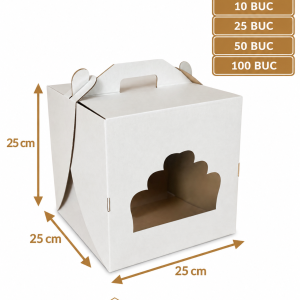 Cutie tort alb/kraft cu fereastră 25x25x25 cm ArtisPack