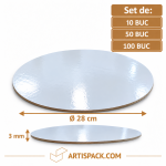 Disc gros tort rotund alb/kraft O28 cm 3 mm Art