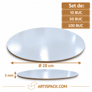 Disc gros tort rotund alb/kraft O28 cm 3 mm Art