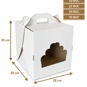 Cutie tort alb/kraft cu fereastră 28x28x30 cm ArtisPack