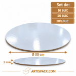 Disc gros tort rotund alb/kraft O30 cm 3 mm Art