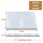 Platou tort patrat 2 fete ALB/KRAFT 30x30 cm 3 mm Art