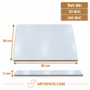 Platou tort patrat 2 fete ALB/KRAFT 30x30 cm 3 mm Art