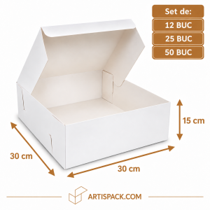 Cutie albă 30x30x15 cm ArtisPack, seturi de 12, 25 și 50 buc
