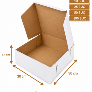Cutie tort alb/kraft 30x30x15 cm ArtisPack