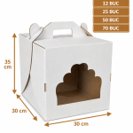Cutie tort alb/kraft cu fereastră 30x30x35 cm ArtisPack