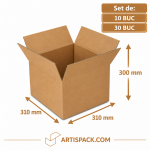 Set de cutii de transport din carton ArtisPack, dimensiuni 310x310x300 mm, pentru ambalarea, protejarea și transportul în siguranță al produselor.