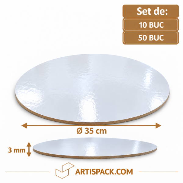 Disc gros tort rotund alb/kraft O35 cm 3 mm Art