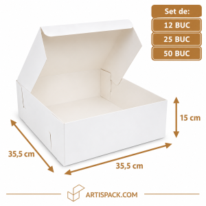 Cutie tort albă 35,5x35,5x15 cm ArtisPack