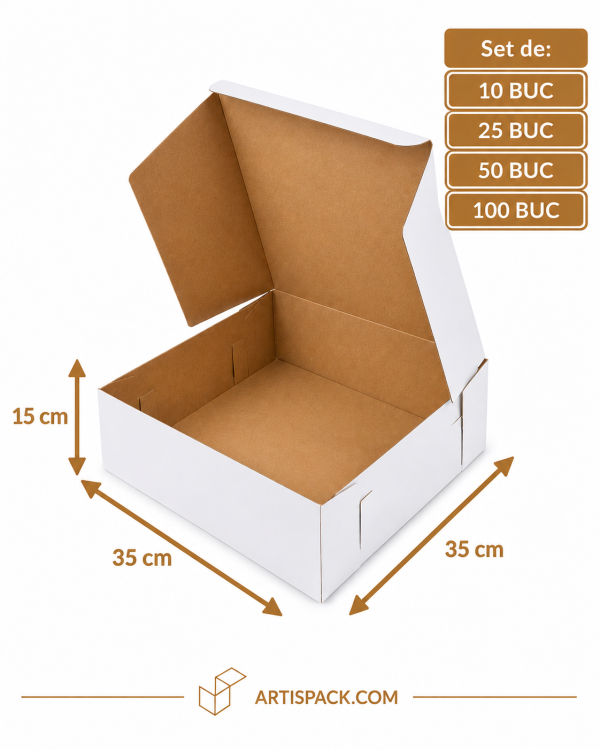 Cutie tort alb/kraft 35x35x15 cm ArtisPack
