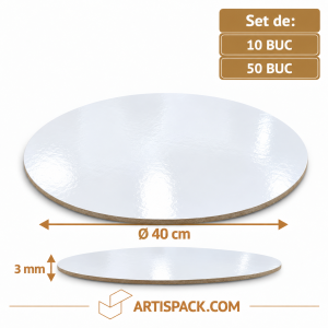 Disc gros tort rotund alb/kraft O40 cm 3 mm Art
