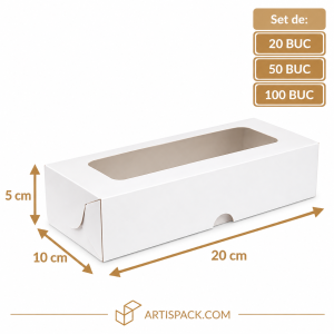 Cutie prăjituri albă cu fereastră 20x10x5 cm ArtisPack