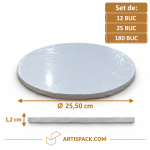 Platforma tort rotunda alba O25,50xH1,2 cm Art. Seturi 12 buc, 25 buc, 180 buc