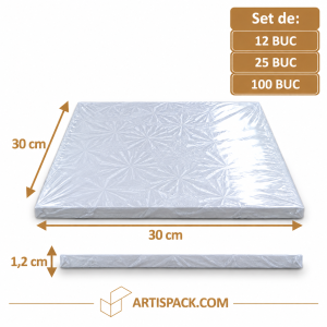 Platforma tort patrata alba 30x30 cm H1,2 cm Art. Seturi 12 buc, 25 buc, 100 buc.