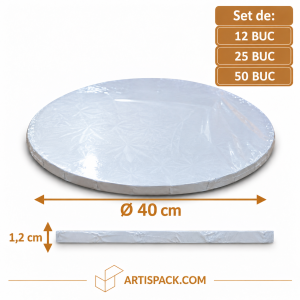 Platforma tort rotunda alba O40xH1,2 cm Art. Seturi 12 buc, 25 buc, 50 buc.